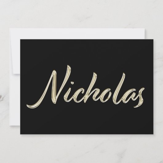 Nicholas Name white gold Handwriting Karte カード (正面)