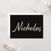 Nicholas Name white gold Handwriting Karte カード (正面/裏面インサイチュ)