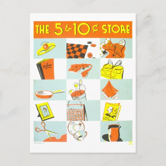 Nickel/Dime Store用ヴィンテージWPAポスター ポストカード (正面)