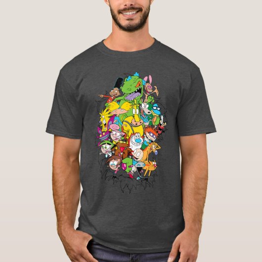 Nickelodeon Classic Characters Burstinghrough ee f Tシャツ (正面)
