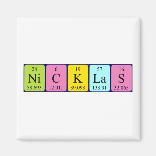 Nicklas periodic table name magnet マグネット (正面)