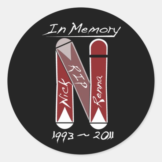 NickStickerBlackLarge ラウンドシール (正面)