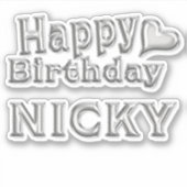 Nicky Happy Birthday silver Aufkleber Sticker シール (正面)