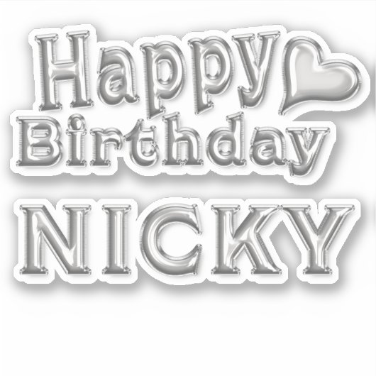 Nicky Happy Birthday silver Aufkleber Sticker シール (正面)