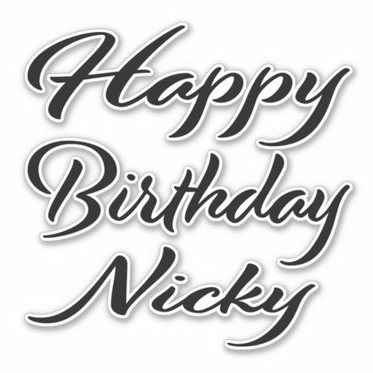 Nicky Name Vorname black Sticker Geburtstag シール (正面)