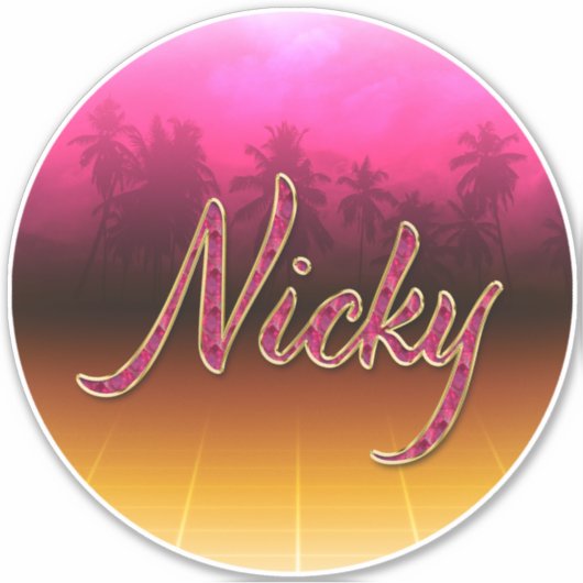 Nicky Vorname Name golden pink Aufkleber Sticker シール (正面)
