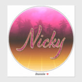 Nicky Vorname Name golden pink Aufkleber Sticker シール (シート)