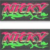 Nicky Vorname Name Graffiti Aufkleber Sticker シール (正面)