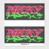 Nicky Vorname Name Graffiti Aufkleber Sticker シール (シート)