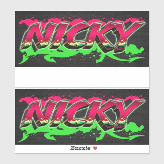 Nicky Vorname Name Graffiti Aufkleber Sticker シール (シート)