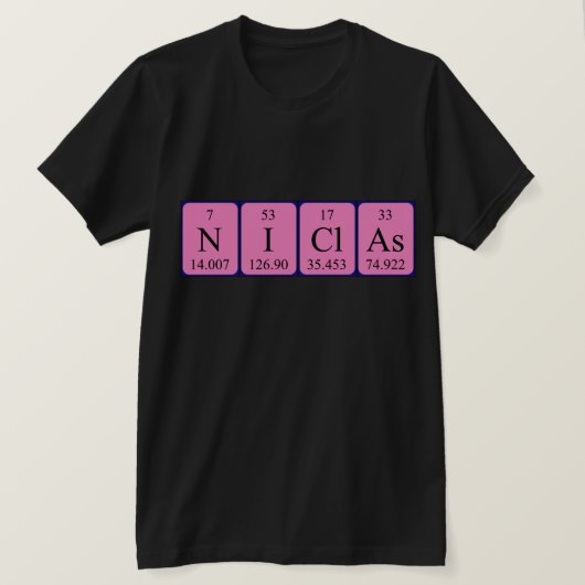 Niclas周期表名のシャツ Tシャツ (デザイン正面)