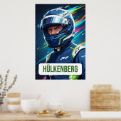 Nico Hülkenberg Racing Helmet Vector – Motorsport  ポスター (キッチン)