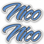 Nico Name blue Aufkleber Sticker Stickerset シール (正面)