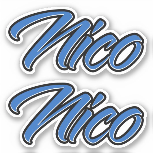 Nico Name blue Aufkleber Sticker Stickerset シール (正面)