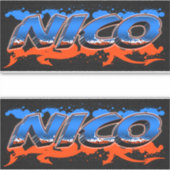 Nico Vorname Name Graffiti Aufkleber Sticker シール (正面)