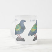 Nicobar pigeon bird cartoon illustration  フロストグラスマグカップ (正面左)