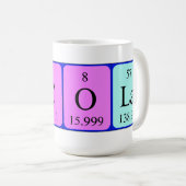 Nicolaの周期表の名前のマグ コーヒーマグカップ (正面右)