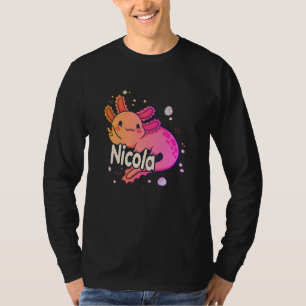 NICOLA – 愛らしいAXOLOTLと美しい女の子の名前 Tシャツ