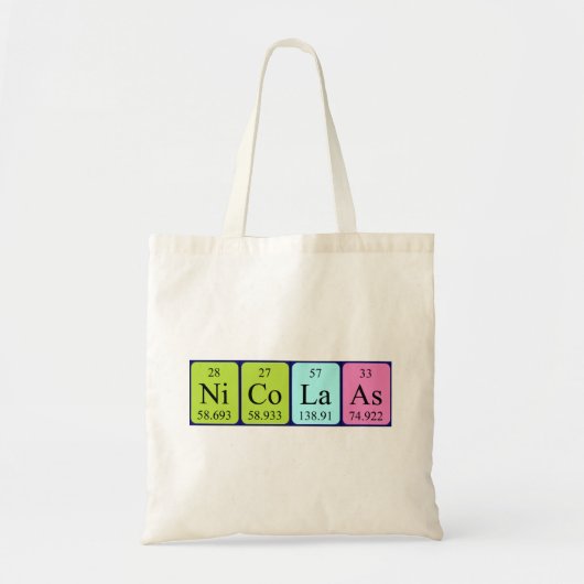 Nicolaas周期表名トートバッグ トートバッグ (正面)