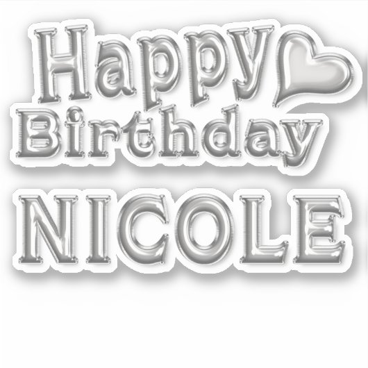 Nicole Happy Birthday silver Aufkleber Sticker シール (正面)