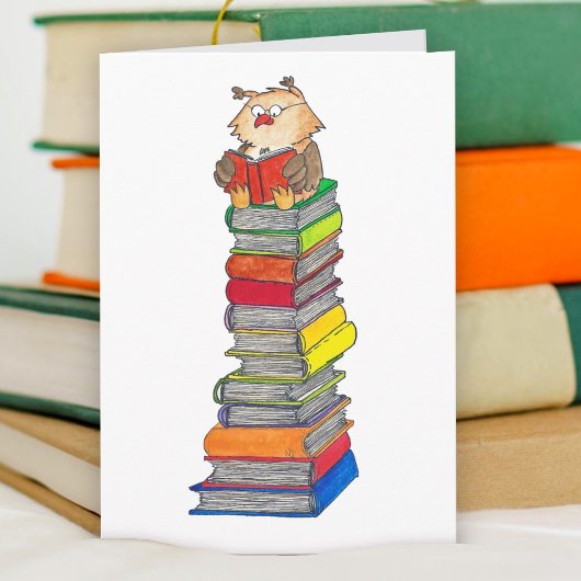 Nicole Janesによるグリーティングカード "READING OWL" カード