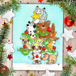 Nicole Janesによる犬のメリークリスマスポストカード ポストカード