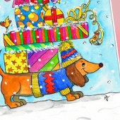 Nicole JanesによるDachshundクリスマスグリーティングカード カード