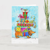 Nicole JanesによるDachshundクリスマスグリーティングカード カード (正面)