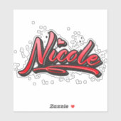 Nicole red Heart Graffiti Aufkleber Sticker シール (シート)
