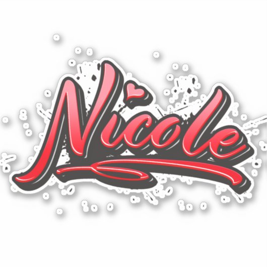 Nicole red Heart Graffiti Aufkleber Sticker シール (正面)