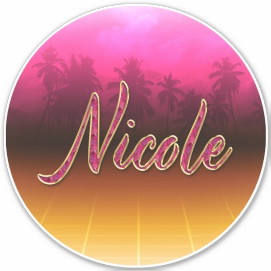 Nicole Vorname Name golden pink Aufkleber Sticker シール (正面)