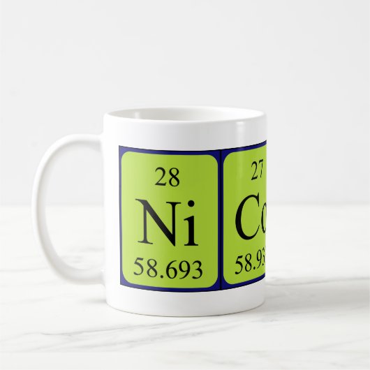 Nicoline周期表名mug コーヒーマグカップ (左)