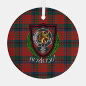 Nicolson Scottish Clan Tartan & Crest ガラスオーナメント (裏面)