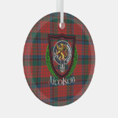 Nicolson Scottish Clan Tartan & Crest ガラスオーナメント (正面右)