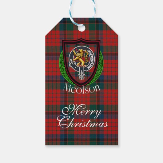 Nicolson Scottish Clan Tartan & Crest ギフトタグ (正面)