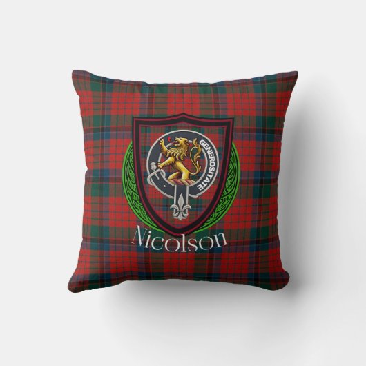 Nicolson Scottish Clan Tartan & Crest クッション (裏面)