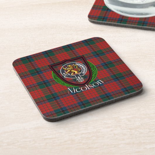 Nicolson Scottish Clan Tartan & Crest コースター (左側)