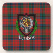 Nicolson Scottish Clan Tartan & Crest コースター (正面)