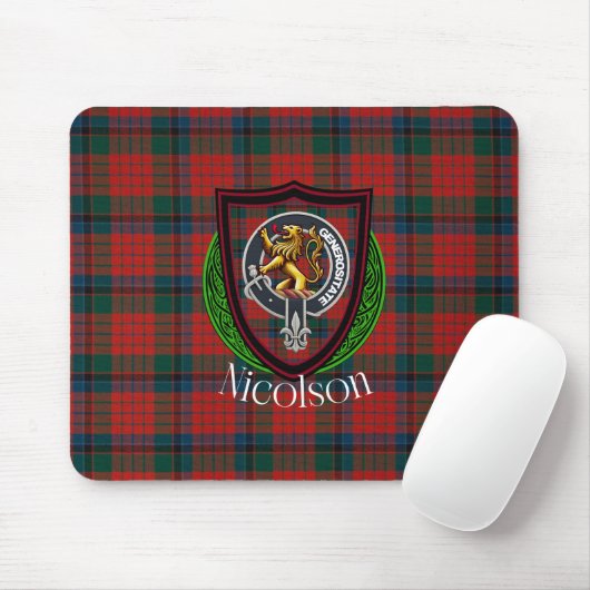 Nicolson Scottish Clan Tartan & Crest マウスパッド (マウス)