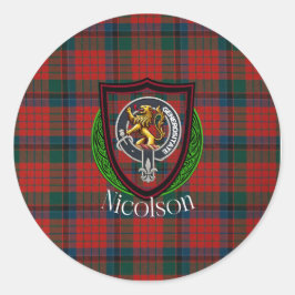 Nicolson Scottish Clan Tartan & Crest ラウンドシール