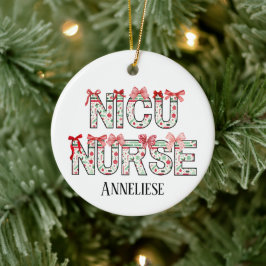 NICU看護師クリスマスコケットボウパーソナライズド セラミックオーナメント