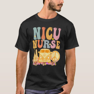 NICU看護師グルービーなヒッピーレトロな週間感謝 Tシャツ