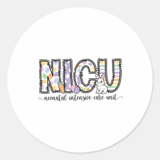 NICU看護師 イースター 春 新生児集中治療室 ラウンドシール (正面)