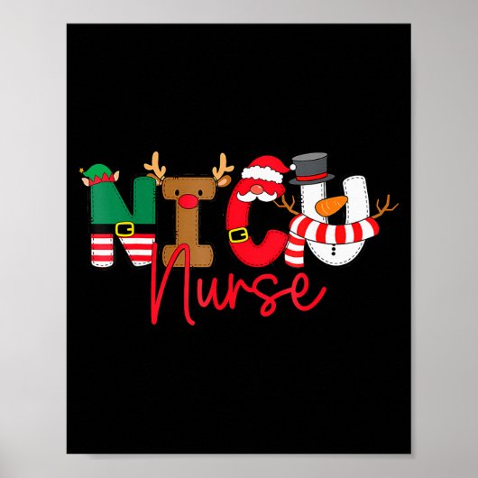 Nicu Christmas Shirt Nicu Nurse Xmas Party Nicu Nu ポスター (正面)