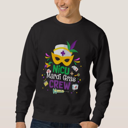Nicu Mardi Gras Nurse Crew Family Group Nursing Lo スウェットシャツ (正面)