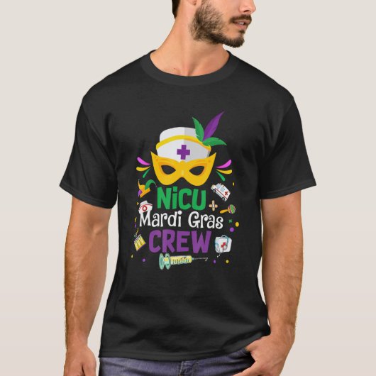 Nicu Mardi Gras Nurse Crew Family Group Nursing Lo Tシャツ (正面)