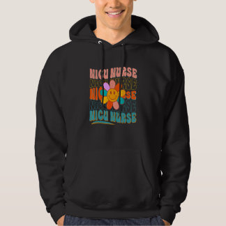 NICU Nurse L&D Neonatal Groovy Retro Flower Team T パーカ