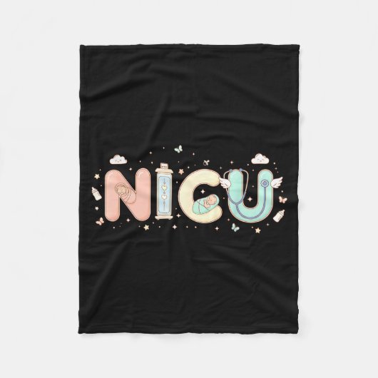 Nicu Nurse Valentine's Day Heart Stethoscope Scrub フリースブランケット (正面)