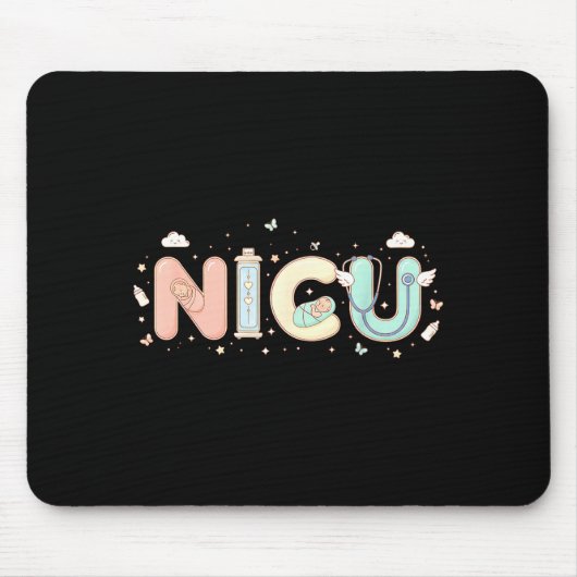 Nicu Nurse Valentine's Day Heart Stethoscope Scrub マウスパッド (正面)