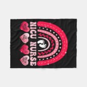 Nicu Nurse Valentines Day Rainbow Neonatal Rn Hear フリースブランケット (正面(横))